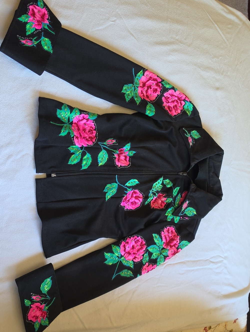 Western Show Shirt.  Floral Embroidery Sequins Showmanship Pant & Riding Pant.